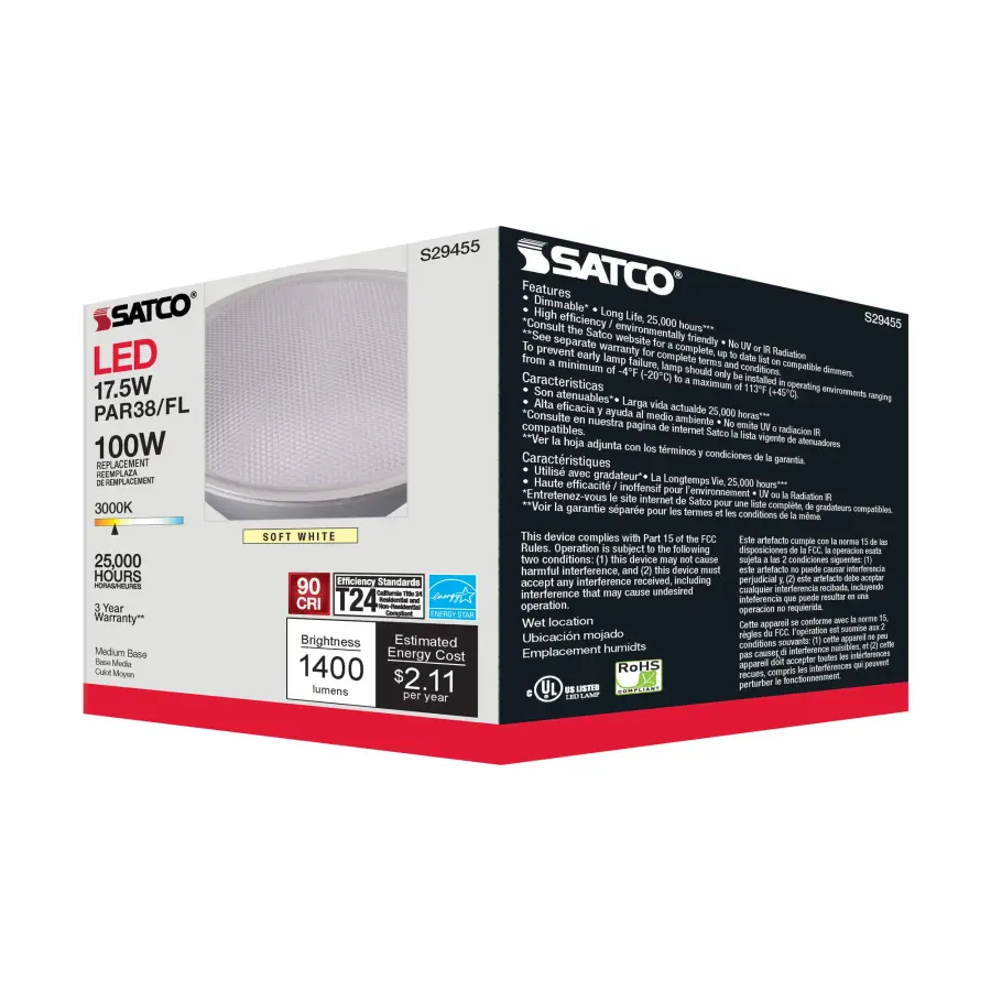 17.5 Watt - PAR38 LED - 3000K - 40 deg. Beam Angle - Medium base - 120 Volt - Image 10