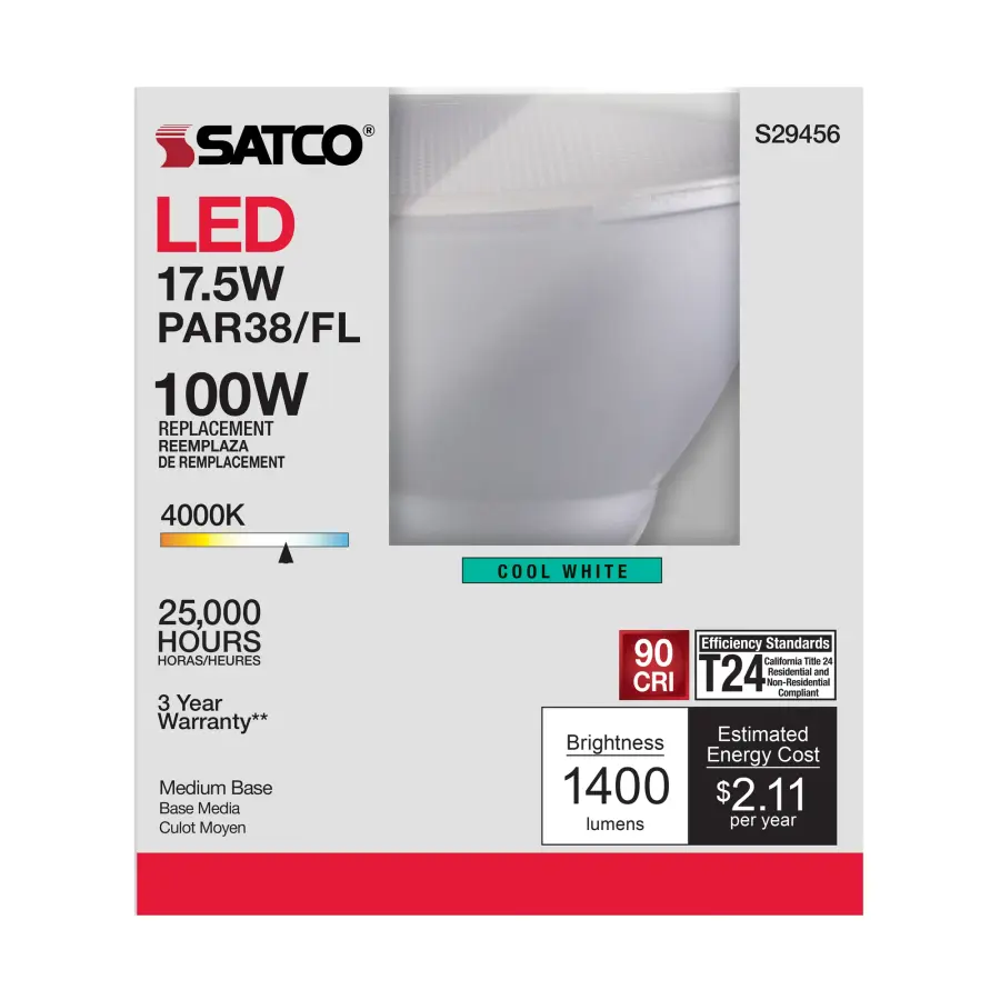 17.5 Watt - PAR38 LED - 4000K - 40 deg. Beam Angle - Medium base - 120 Volt - Image 6