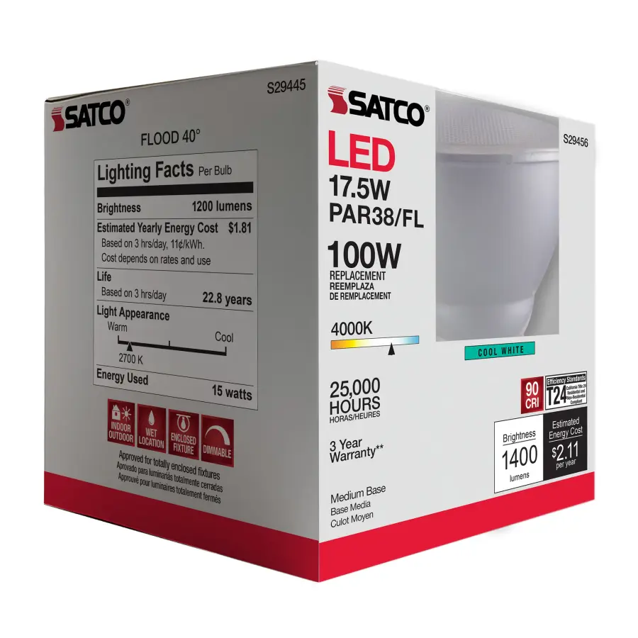 17.5 Watt - PAR38 LED - 4000K - 40 deg. Beam Angle - Medium base - 120 Volt - Image 10