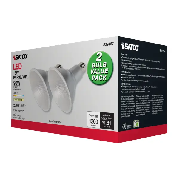 15 Watt - PAR38 LED - 3000K - 60 deg. Beam Angle - Medium base - 120 Volt - 2-Pk - Image 10