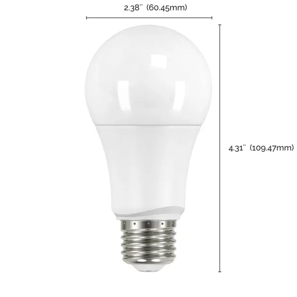 9.5 Watt - A19 LED - Frosted - 3000K - Medium base - 220 deg. Beam Angle - 120 Volt - Non-Dimmable - 4-Pack - Image 5
