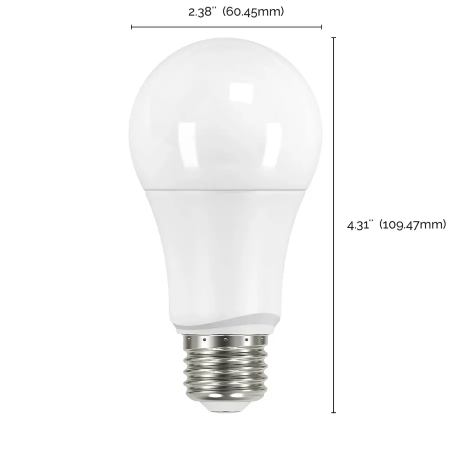 9.5 Watt - A19 LED - Frosted - 3000K - Medium base - 220 deg. Beam Angle - 120 Volt - Non-Dimmable - 4-Pack - Image 5