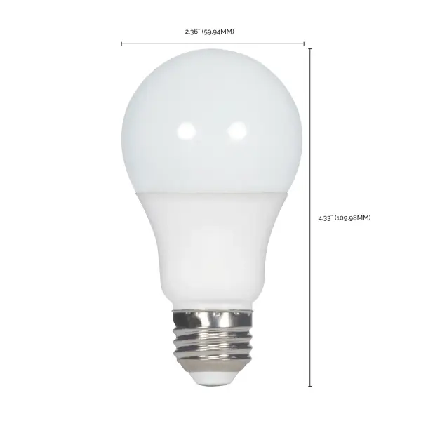 9.5 Watt - A19 LED - Frosted - 5000K Medium base - 220 deg. Beam Angle - 120 Volt - Non-Dimmable - Image 2