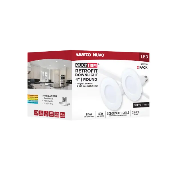 8.5 Watt LED Downlight Retrofit - 4 Inch - CCT Selectable - 120 Volt - 2 Pack - Image 11