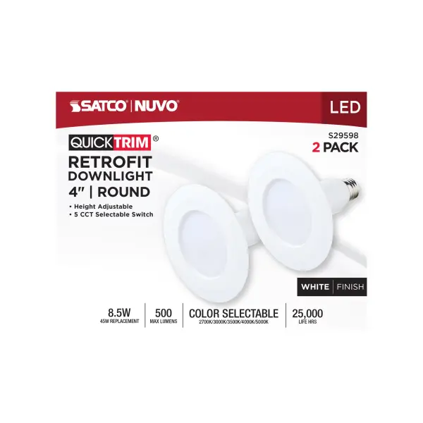8.5 Watt LED Downlight Retrofit - 4 Inch - CCT Selectable - 120 Volt - 2 Pack - Image 6