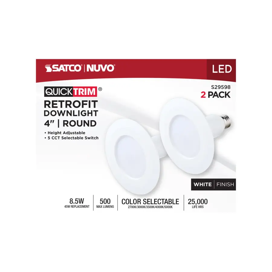 8.5 Watt LED Downlight Retrofit - 4 Inch - CCT Selectable - 120 Volt - 2 Pack - Image 6