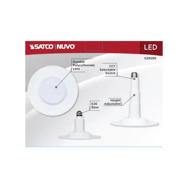 12 Watt LED Downlight Retrofit - 5-6 Inch - CCT Selectable - 120 Volt - 2 Pack - Image 7