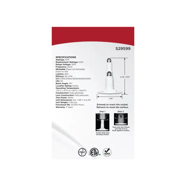 12 Watt LED Downlight Retrofit - 5-6 Inch - CCT Selectable - 120 Volt - 2 Pack - Image 8