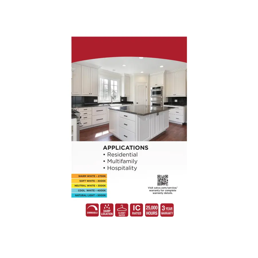 12 Watt LED Downlight Retrofit - 5-6 Inch - CCT Selectable - 120 Volt - 2 Pack - Image 9