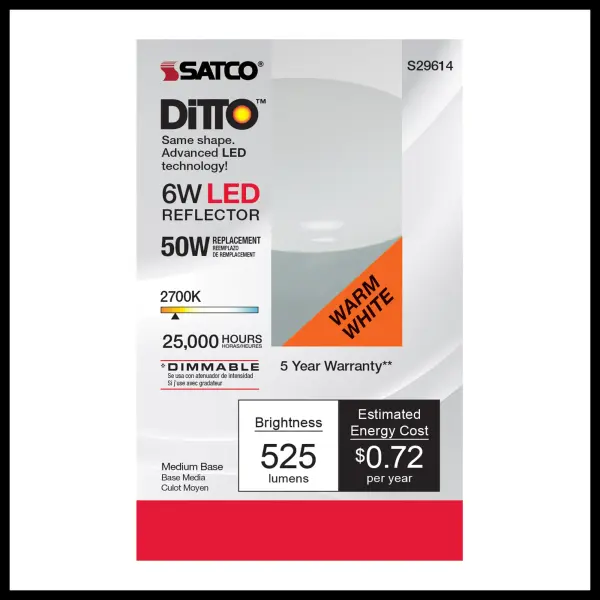 6 Watt - R20 LED - 2700K - Medium base - 120 Volt - Image 2