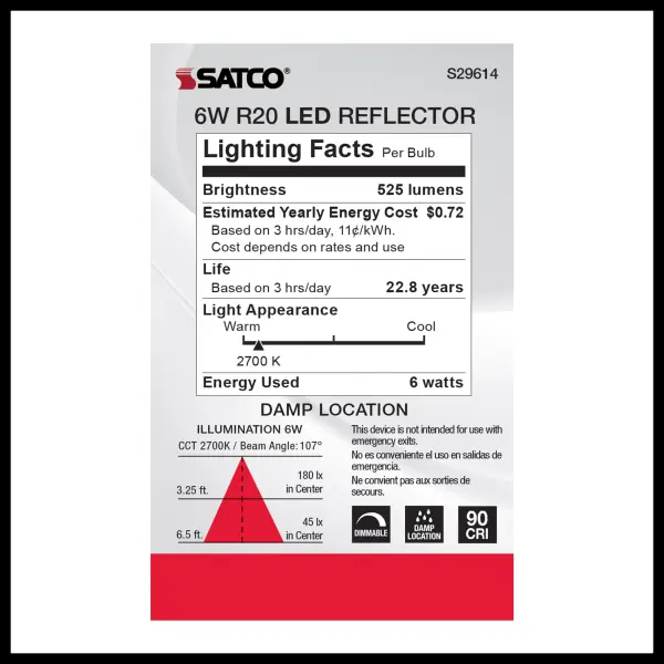6 Watt - R20 LED - 2700K - Medium base - 120 Volt - Image 5