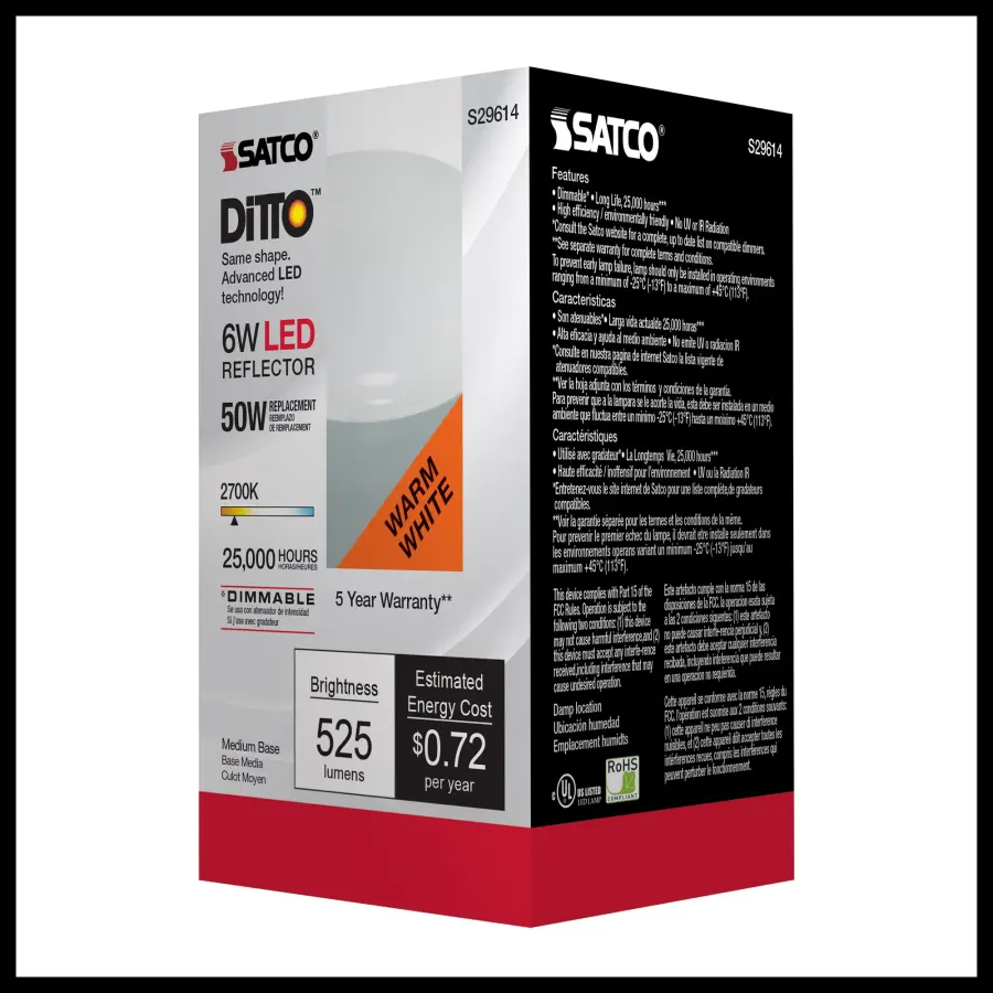 6 Watt - R20 LED - 2700K - Medium base - 120 Volt - Image 6