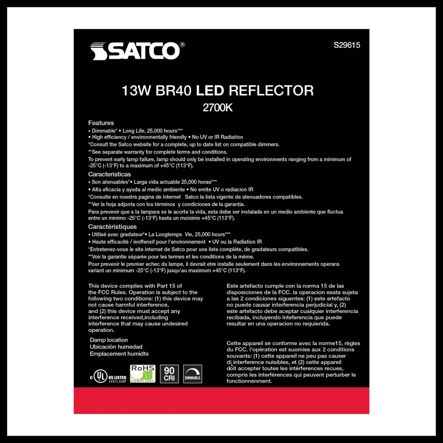 13 Watt - BR40 LED - 2700K - Medium base - 120 Volt - Image 4