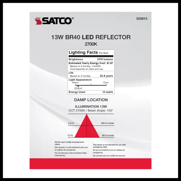 13 Watt - BR40 LED - 2700K - Medium base - 120 Volt - Image 5
