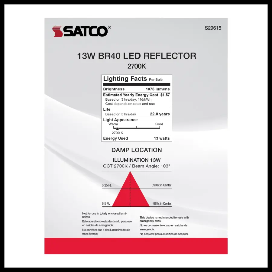 13 Watt - BR40 LED - 2700K - Medium base - 120 Volt - Image 5