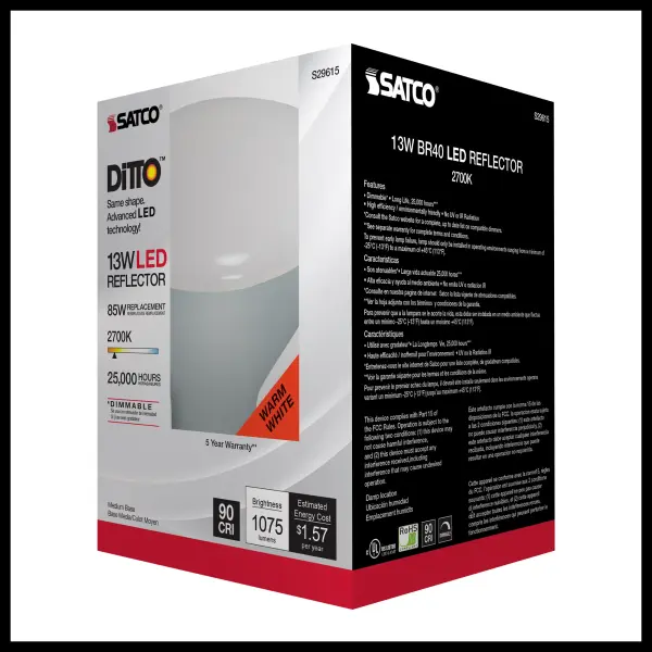 13 Watt - BR40 LED - 2700K - Medium base - 120 Volt - Image 6