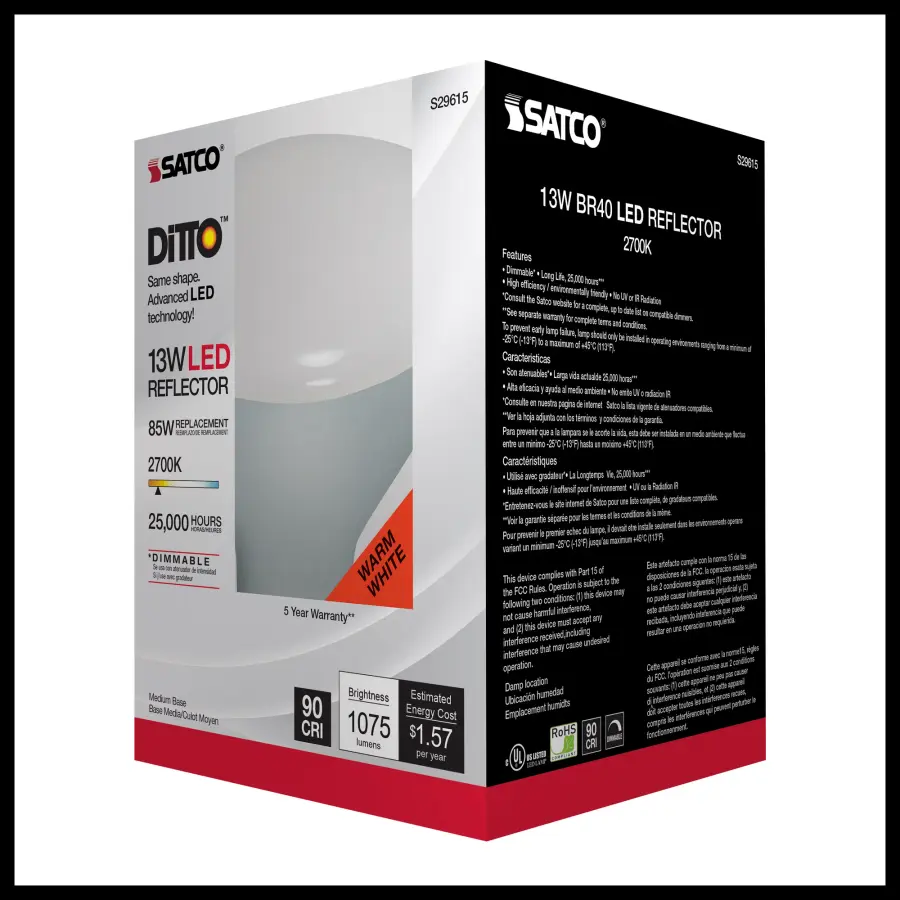 13 Watt - BR40 LED - 2700K - Medium base - 120 Volt - Image 6