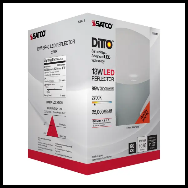 13 Watt - BR40 LED - 2700K - Medium base - 120 Volt - Image 7