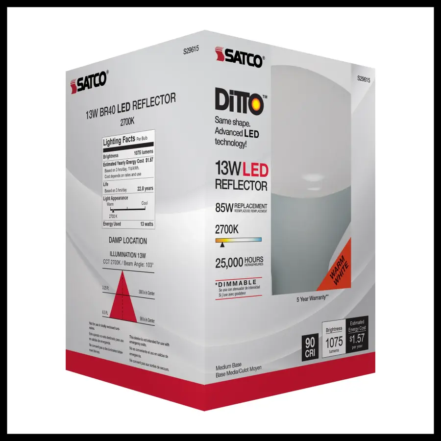 13 Watt - BR40 LED - 2700K - Medium base - 120 Volt - Image 7