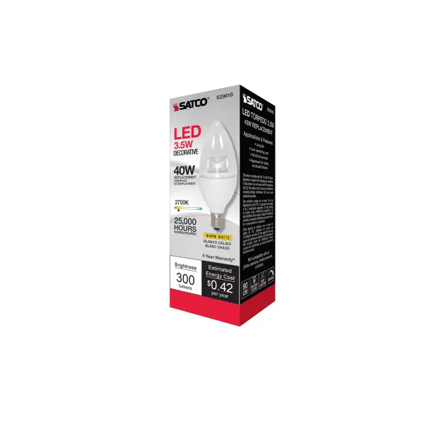3.5 Watt LED Candle - 2700K - Candelabra base - 120 Volt - Image 7