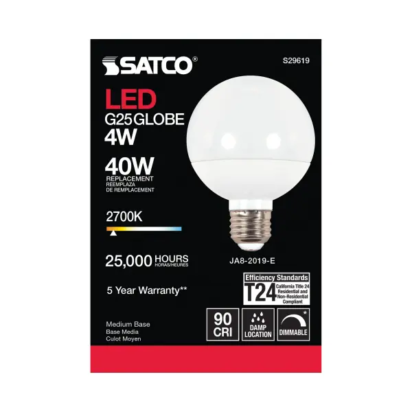 4 Watt - LED G25 - 2700K - Medium base - 120 Volt - Image 3