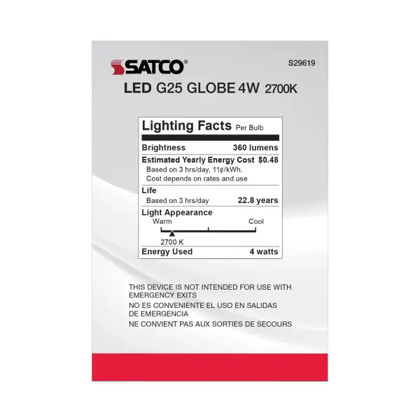 4 Watt - LED G25 - 2700K - Medium base - 120 Volt - Image 5