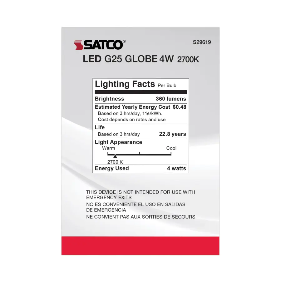 4 Watt - LED G25 - 2700K - Medium base - 120 Volt - Image 5