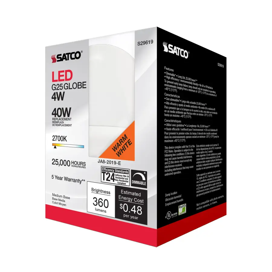 4 Watt - LED G25 - 2700K - Medium base - 120 Volt - Image 7