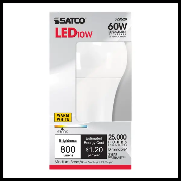 10 Watt - A19 LED - 2700K - Medium base - 240 deg. Beam Angle - 120 Volt - Image 3