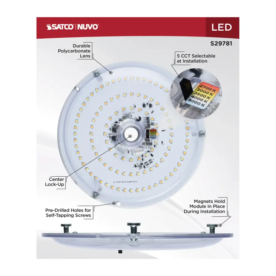 21 Watt LED Light Engine - 27K/30K/35K/40K/50K CCT Selectable - Clear - 120 Volt - Image 6