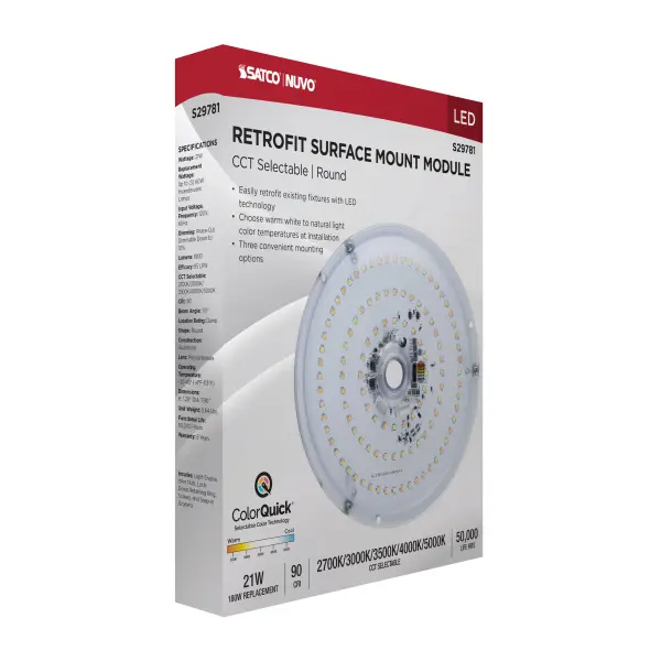 21 Watt LED Light Engine - 27K/30K/35K/40K/50K CCT Selectable - Clear - 120 Volt - Image 10