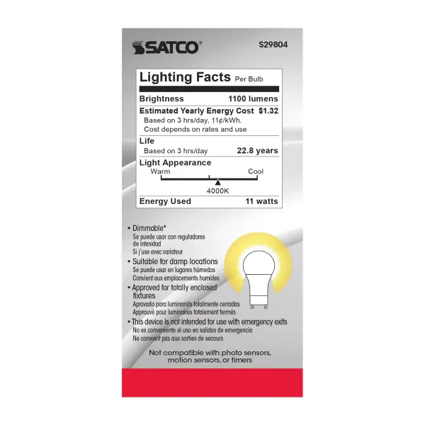 11 Watt - A19 LED - 4000K - GU24 base - 220 deg. Beam Angle - 120 Volt - Image 5