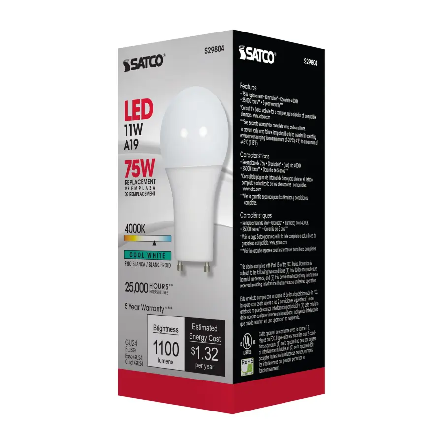 11 Watt - A19 LED - 4000K - GU24 base - 220 deg. Beam Angle - 120 Volt - Image 6