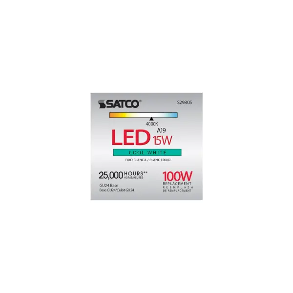 15 Watt - A19 LED - Frosted - 4000K - GU24 base - 220 deg. Beam Angle - 120 Volt - Image 6