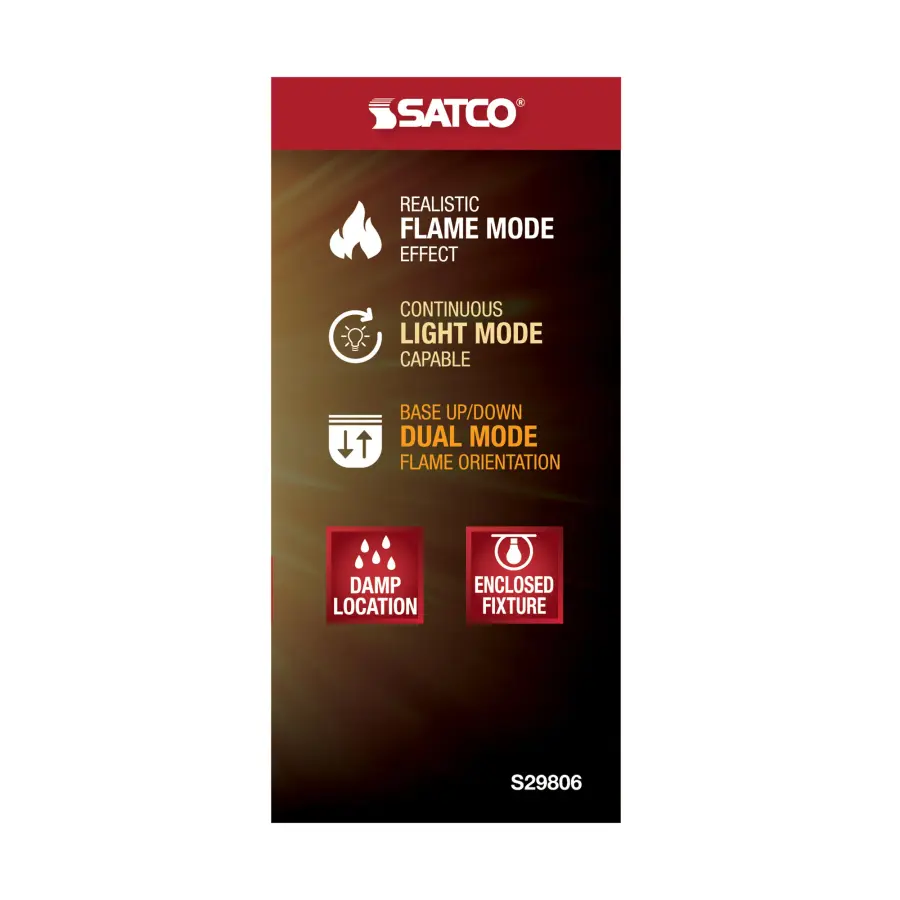 2.5 Watt LED Flame Bulb - T19 - Medium Base - 120 Volt - Image 8