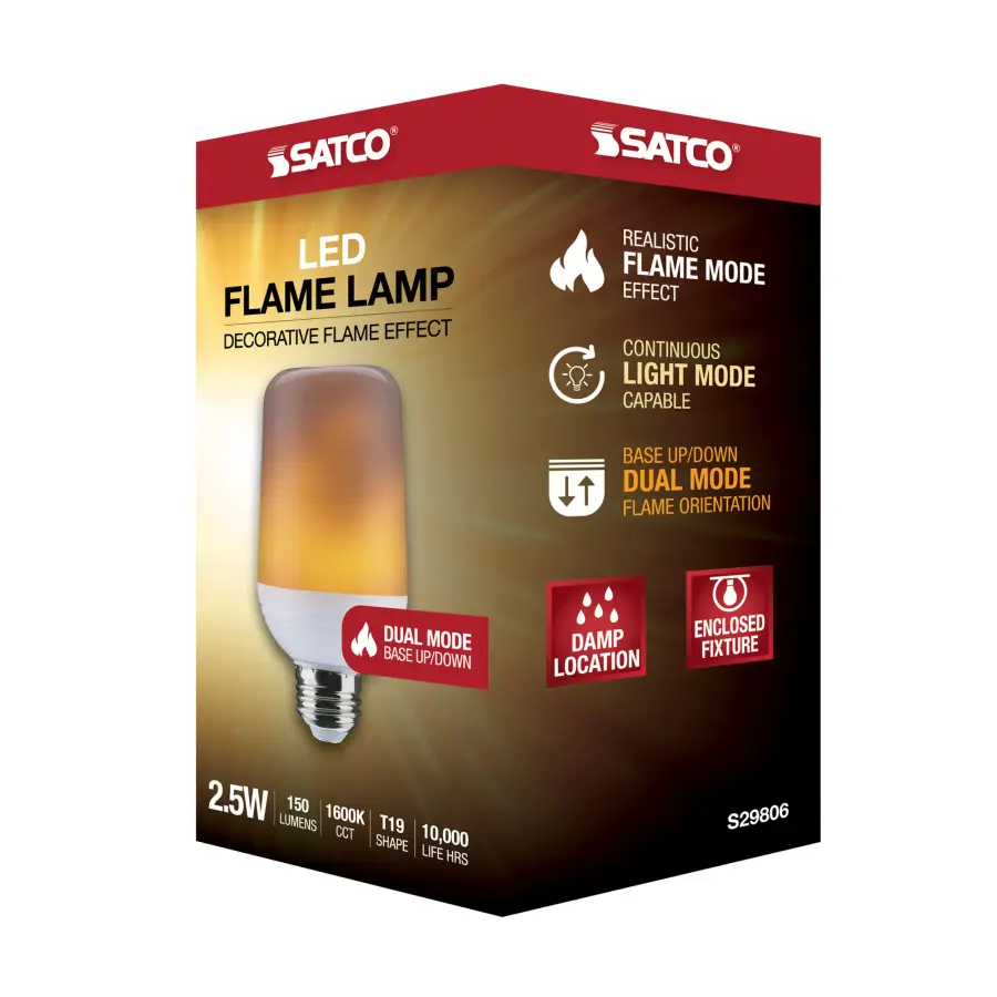 2.5 Watt LED Flame Bulb - T19 - Medium Base - 120 Volt - Image 10