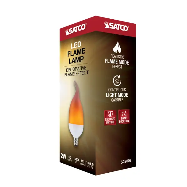 2 Watt LED Flame Bulb - B11 - Candelabra base - 120 Volt - Image 8