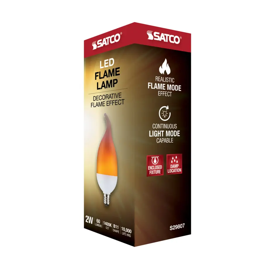 2 Watt LED Flame Bulb - B11 - Candelabra base - 120 Volt - Image 8