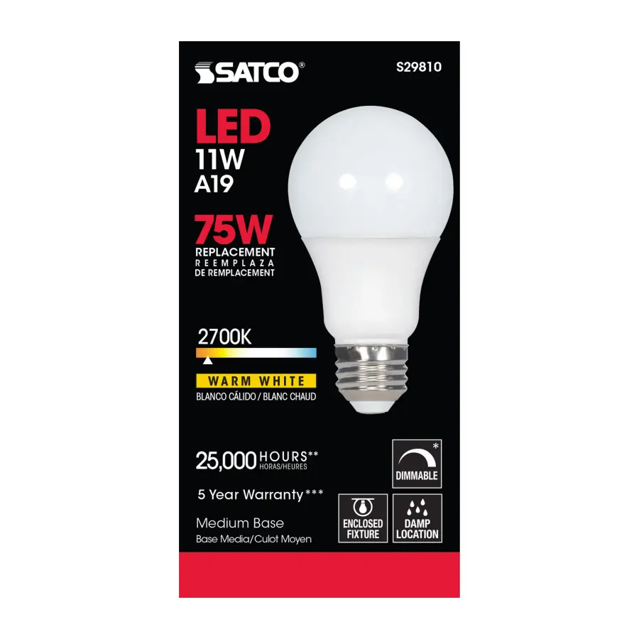 11 Watt - A19 LED - 2700K - Medium base - 220 deg. Beam Angle - 120 Volt - Image 3