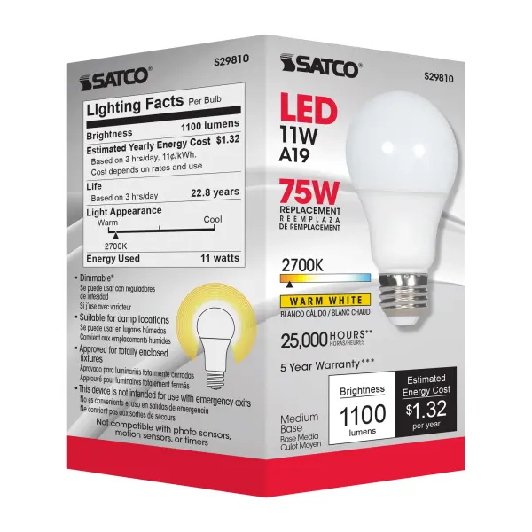 11 Watt - A19 LED - 2700K - Medium base - 220 deg. Beam Angle - 120 Volt - Image 6
