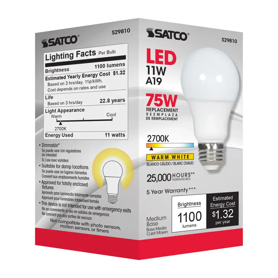 11 Watt - A19 LED - 2700K - Medium base - 220 deg. Beam Angle - 120 Volt - Image 6