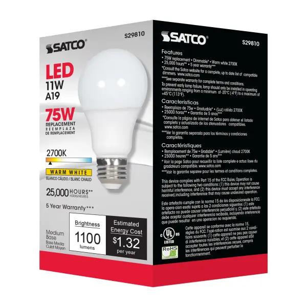 11 Watt - A19 LED - 2700K - Medium base - 220 deg. Beam Angle - 120 Volt - Image 7