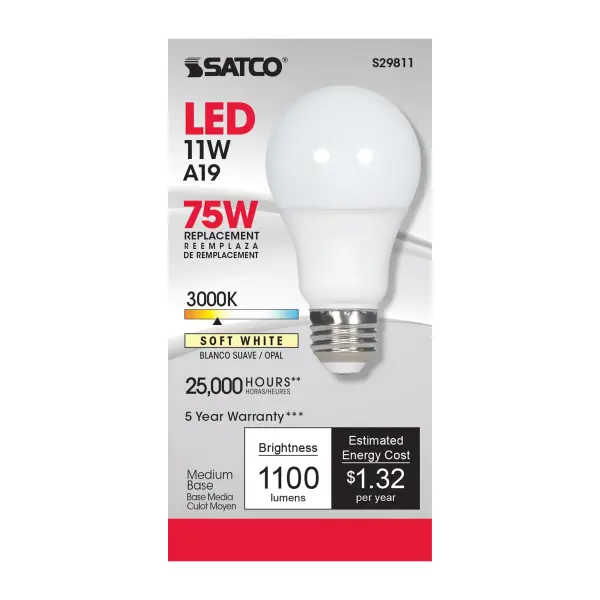 11 Watt - A19 LED - 3000K - Medium base - 220 deg. Beam Angle - 120 Volt - Image 2