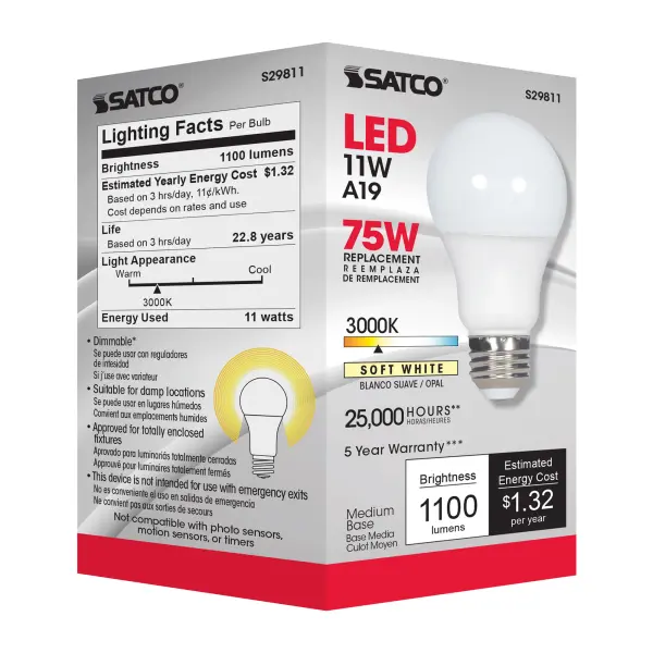 11 Watt - A19 LED - 3000K - Medium base - 220 deg. Beam Angle - 120 Volt - Image 4