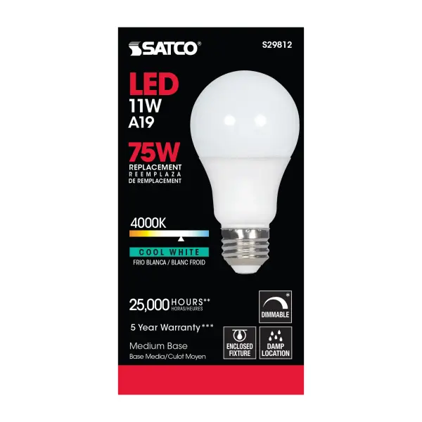 11 Watt - A19 LED - 4000K - Medium base - 220 deg. Beam Angle - 120 Volt - Image 3