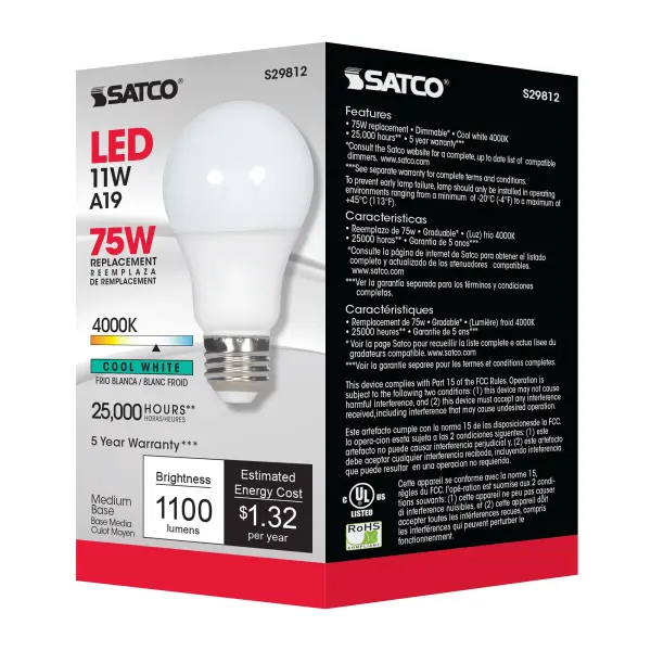 11 Watt - A19 LED - 4000K - Medium base - 220 deg. Beam Angle - 120 Volt - Image 7
