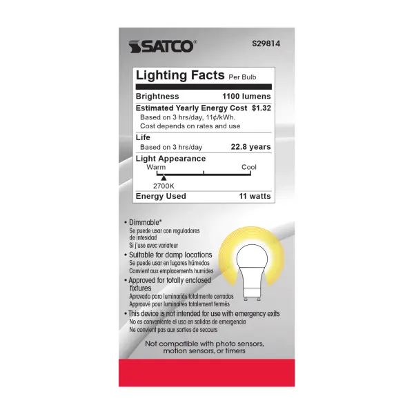 11 Watt - A19 LED - 2700K - GU24 base - 220 deg. Beam Angle - 120 Volt - Image 5
