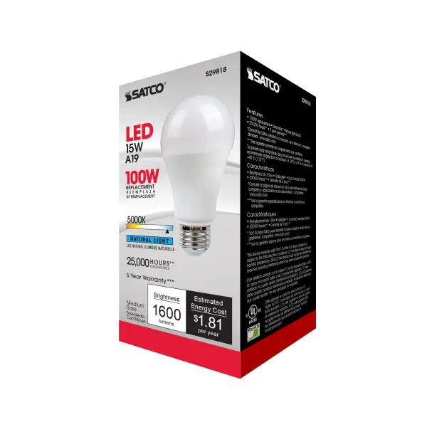 15 Watt - A19 LED - Frosted - 5000K - Medium base - 220 deg. Beam Angle - 120 Volt - Image 5