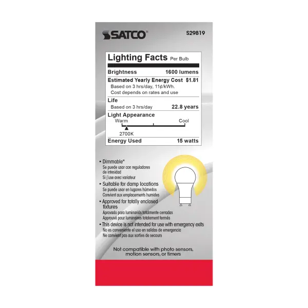 15 Watt - A19 LED - Frosted - 2700K - GU24 base - 220 deg. Beam Angle - 120 Volt - Image 5