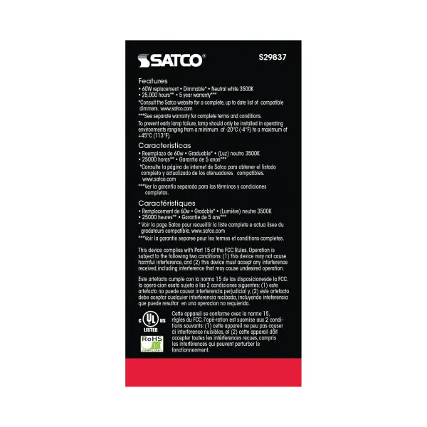 9.8 Watt - A19 LED - 3500K - Medium base - 220 deg. Beam Angle - 120 Volt - Image 8